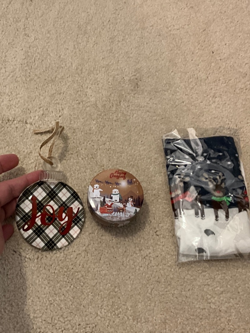 Christmas ornament, candle and cute socks. NEW